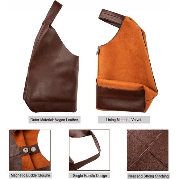 Chic Triangular Vegan Leather Tote - Spacious Handbag with Magnetic Closure - Picture 3 of 6